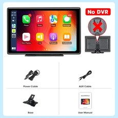 Develuck 10.1 인치 4K DVR 무선 CarPlay 및 Android 자동 Dashcam 후면보기 카메라 GPS 네비게이션 대시보, 04 No DVR