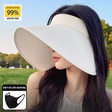 2026년 여성용 여름 자외선차단 넓은챙 오픈형 썬햇, F. 밝은 베이지 16cm 챙