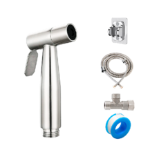 不鏽鋼沖洗器噴槍組-免打孔快速安裝、強力增壓、多功能清潔, A.不鏽鋼噴頭軟管組(附無痕貼掛架), DIY