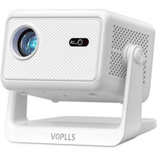 【공식 라이선스 앱 및 1800 ANSI】WiFi 블루투스 4K 지원 스마트 미니 프로젝터 VOPLLS 자동 초점키스톤 야외 휴대용 영화 휴대폰 영상 침실집벽천장용, VOPLLS 화이트 스마트 프로젝터