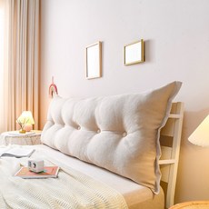 床頭長條靠枕 擺飾奶油風抱枕，柔軟舒適，奶油風設計，多功能抱枕，可拆洗, 質感米