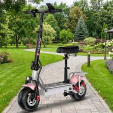 1500W 고출력 전동 킥보드 300km 주행 안장형 대리기사 언덕등판, 1개, 핑크 화이트, 주행거리 120-140km