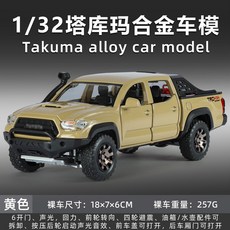 馳美 1:32 塔庫瑪仿真合金皮卡越野車模型 聲光迴力兒童玩具禮物, 黃色, 1個