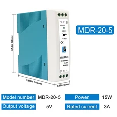 전원 공급 장치 5V 12V 지방 블록 DIN 레일실험실조정 가능한 DC 자동차 소스 MDR 60W-100W, 06 MDR-20-5