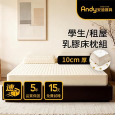 安迪寢具 10公分乳膠床枕組 5年品質保固 15天免費試睡, 雙人加大6尺 180X188+2顆乳膠枕, 10cm