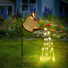 태양 정원 조명 주전자 행운 구리 연철 중공 실내 발코니 풍경 빌라, 1개, 행운의구리동전흐르는물램프