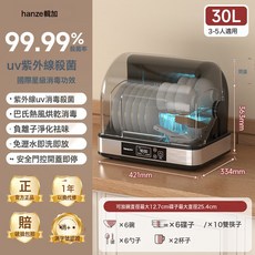 hanze韓加 消毒櫃 家用小型碗筷餐具烘乾機, 30L-B款曜石黑筷子籃 紫外線殺菌+巴氏消毒+高溫烘乾+負:紫外線
