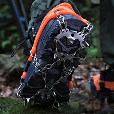 防滑神器 冰爪防滑鞋套戶外24齒不銹鋼雪地雪爪專業裝備冰抓男女登山鞋釘鏈, 8齒均碼（適合33-44碼）送收納袋,橙色【送收納袋】