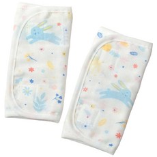 Newstar明日之星 可愛花園兔棉紗揹帶磨牙口水巾2入組 寶寶外出用品, 白色, 1套