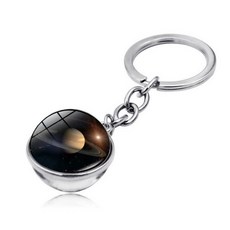 桔比雜貨舖 星球鑰匙圈 地球月亮太陽火星銀河 宇宙太空配件, 黑色, 1個