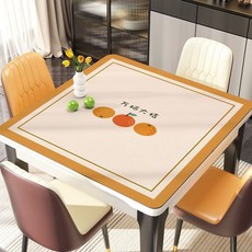 臺南出貨 正方形桌布 免洗防水防油防燙餐桌墊 輕奢高級感桌布 八仙桌面保護墊, 1個, 萬柿大吉 陞級款 ,60 * 60cm
