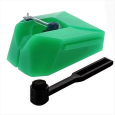 AT-VMN95E 스타일러스의 레코드 플레이어 바늘 교체 오디오 테크니카 AT-LP120X 용 타원형 턴테이블 바늘, 녹색