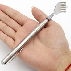 휴대용 효자손 스테인리스 망원경식 접이식 등긁개 마사지 안마봉 여행용 주머니 소형 등마사지기, 1개, 효자손실버(opp)