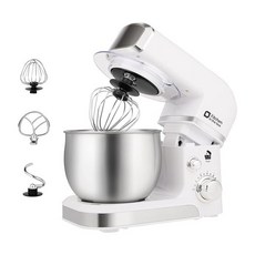 Kitchen in the box 스탠드 믹서 3.2L(3.2쿼트) 소형 전기 푸드 6가지 속도 휴대용 경량 주방 계란 거품기 반죽 후크 플랫 비터와 함께 매일 사용 가능, 화이트, 07 화이트., 화이트