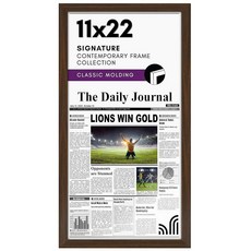 Americanflat 광택 플렉시 글라스가 있는 27.9 x 55.9cm(11 x 22인치) 신문 프레임 - 다양한 미디어 기사를 위한 디스플레이 - 시그니처 컬렉션 - 벽, 호두