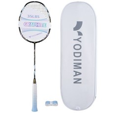 YODIMAN 배드민턴 라켓 풀 카본 5U 초경량 남녀 프로급, 1개, 요석흑