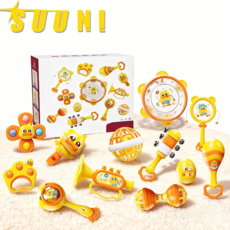 SUUNI 러블리 러버덕 베이비딸랑이 세트 12개, 1개, 노란색