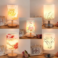 宜傢實木檯燈 北歐簡約現代臥室床頭燈 創意裝飾檯燈 溫馨小夜燈, 太陽花+五金款,按扣開關+送LED光源