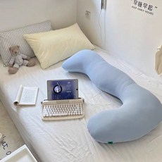 U型護腰靠墊孕婦側睡夾腿枕宿舍牀頭抱枕可愛卡通長條枕軟萌枕