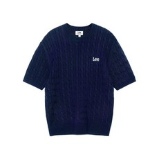 LEE 라운드넥 케이블 반팔 니트 네이비 406085