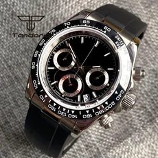 남성호환 39mm 크로노그래프 다기능 VK63 쿼츠 시계 멀티컬러 다이얼 세라믹 베젤 사파이어 글래스 스틸/러