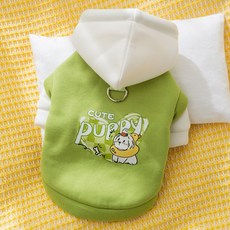 B&B shop 가을 겨울 퍼피 심플 후드티 강아지 고양이 옷, 1개, 그린
