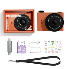 다사그레이 초미니디카 초소형 빈티지 키덜트 감성, A5mini 오렌지 8GB + 2 in 1