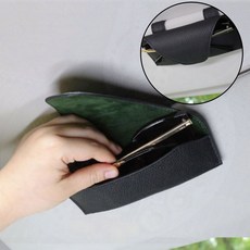 스크래치 햇빛가림 차량용 선글라스 클립 안경집 썬바이저 가죽형 보관함, 1개, 1jsb 가죽선글라스케이스(화이트)