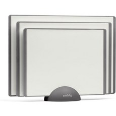 홀더 3개가 있는 스미리 플라스틱 도마 세트 주방용 미끄럼 방지 식기세척기 안전 그레이 & 화이트, 3 Pack + Holder, Grey/White