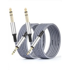gudxfj 2 팩 3.5mm ~ 6.35mm 오디오 케이블 1/8 1/4 TRS 스테레오 기타 남성 케이블 나일론 브레이드 코드 포함 노트북 홈 시어터 장비 스피커 및 앰프, 2 팩 14 3.5mm 오디오 케이블 18 6.35mm