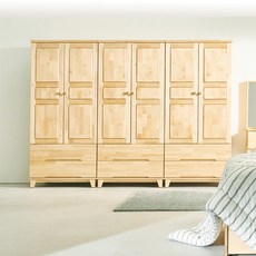 네트 자작나무원목 투서랍 2700 옷장세트, 내추럴