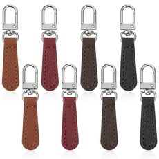 Qianyu 8피스 지퍼 풀 교체 장식 후크 스타일 가죽 손잡이 탈착식 지퍼 수리 탭 수하물 백팩 여행 가방 재킷 지갑 핸드백 의류용, Qianyu 8피스 지퍼 풀 교체 장식 후크 스타일 가