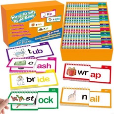 영어공부 Y3NC Word Family Books Phonics Flash Cards 읽기 및 운율 유아기 개발 플립 북, [01] 옵션1