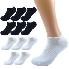 올리싹 6+6 두꺼운 남성용 국산 더블쿠션 스포츠 스니커즈 양말, 화이트+블랙, 12개