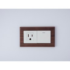 Panasonic國際牌Risna磁吸式黑胡桃木框開關插座面板蓋板【快速出貨】, 1個, 螢光1開1插（白