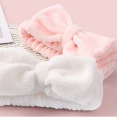 다플 리본 세안 헤어밴드 화장 세수 머리띠 샤워 머리밴드, 1개, daoll 핑크