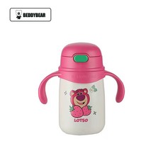 BEDDYBEAR 兒童水壺 熊抱哥造型 雙手柄吸管水壺 寶寶學飲杯, Pink, 1個, 400ml