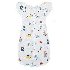 嬰兒動物圖案包巾 柔軟透氣舒適寶寶睡袋 防驚嚇拉鍊式包巾