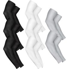 AURUZA 남성용 팔 소매 5쌍 농구 배구용 자외선 차단 압축 타투 슬리브 커버, 3black 3white 2grey, Large, 3black 3white 2grey