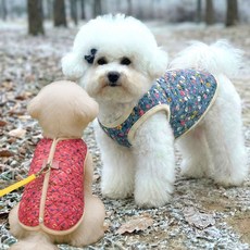 지애랑 입기쉬운 하네스 강아지 조끼 겨울 김장 할머니 누빔, 1개, 블루가든