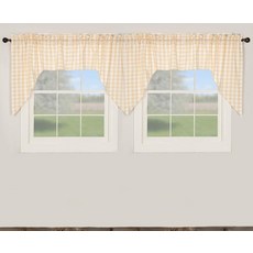 VHC Brands 4피스 애니 버팔로 탠 체크 스웨그 커튼 (패널 4개 91.4x91.4x40.6cm)106881