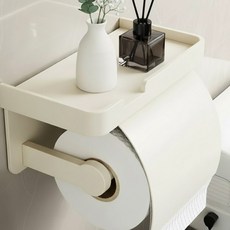 위드웰랩 무타공 선반형 화장지 휴지걸이, 1개, 커버형 크림 화이트