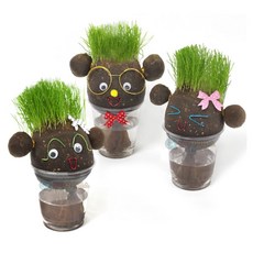 돌봄수업재료 잔디인형 꾸미기 1인용 잡초 잔디키우기 식물키트 체험학습 잔디소품, 1개