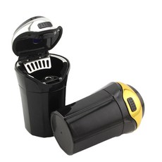 자동차 운전중 열기편한 뚜껑 밀봉 원터치 LED 고급 재털이 차량쓰레기통 고급진 밀폐, 실버, 1개