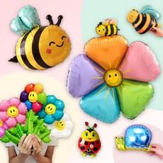 [파티지_로켓] 벚꽃풍선 세트 / 봄풍선 꿀벌 벚꽃가랜드 벚꽃 벚꽃스티커 벚꽃잎 공주, BU_A_스마일 꿀벌 색색 데이지 풍선세트