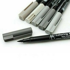 코이 컬러링 브러쉬펜 그레이 컬러 6종, 웜 그레이/Warm Gray