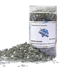 132292 TWINKLING 고광택 파이어 글라스 자갈 스톤 글리터 깨진 유리 젬 칩 화덕 공예용 크러시드 글라스 레진 아트 수족관 정원 장식 3-6mm 0.5kg, Gray