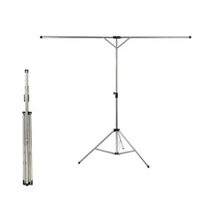 伸縮摺疊衣架，不鏽鋼材質，三角支撐穩固承重，免安裝摺疊收納，室內室外可用, 不鏽鋼T型曬衣架