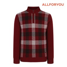 [올포유]남성 체크 자가드 반집업 방풍 니트 AGSHMA311-415