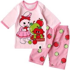 보보 아동용 사과 토끼 7부 오가닉 내의 상하세트